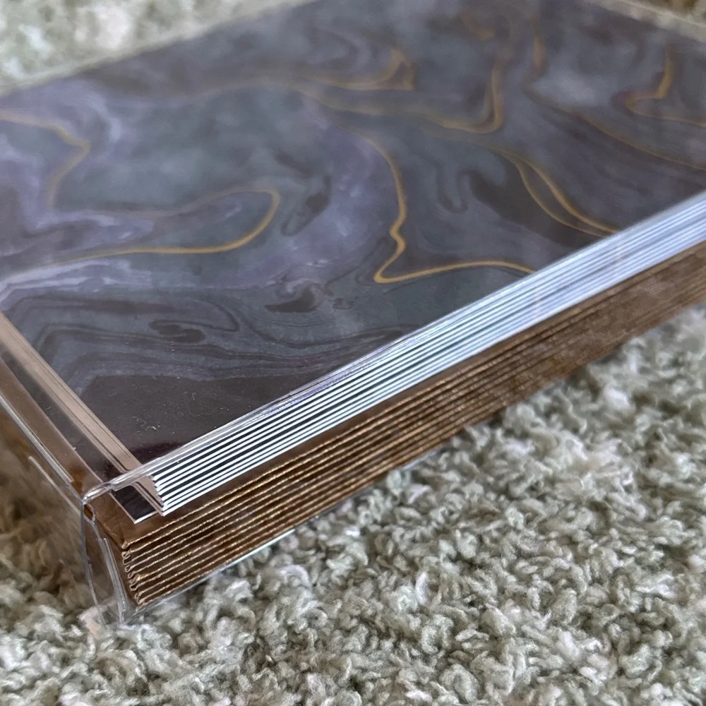 Midnight Blue and Gold Geode Marble Patterned Notecard Set of 10 NWT PS